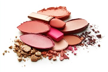 Assorted makeup products in various shades