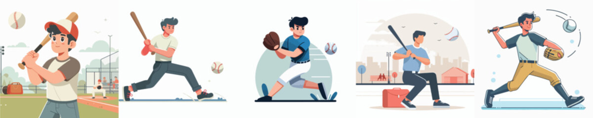 vector character man playing baseball