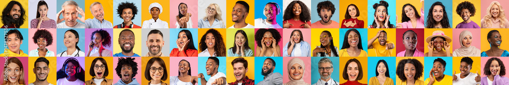 Poster this lively collage features a multiethnic group of individuals smiling and expressing happiness. th