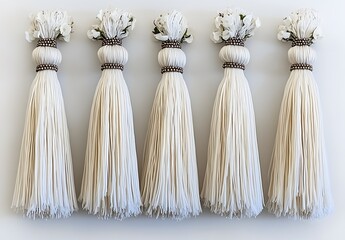 Elegant Cream Tassels with White Flower Accents Home Decor