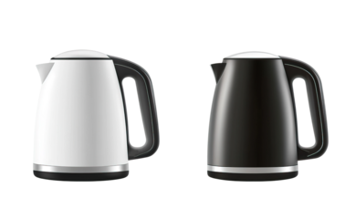 Set of electric kettles with modern silhouettes. Each element is separately isolated
