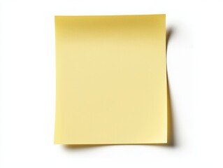 Blank Yellow Sticky Note on White Background for Note Taking