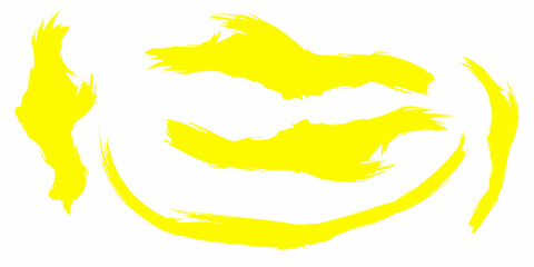 Texture brush set, yellow ink, brush pattern, wave pattern brush stroke material. Yellow brush stroke collection. Hand Drawn Regular Curved Lines Long And Short