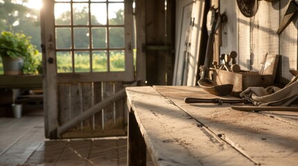 Historic barn, rural charm: wooden wall, vintage piece, farmhouse classic, straw covering, old building, antique style, authentic design, aged craft, traditional storage, rustic ambiance