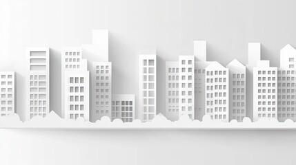 Obraz premium Simple, paper-cut cityscape on a shelf.