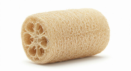 Natural loofah sponge, isolated on white. Ideal for skincare, bath or eco product visuals.