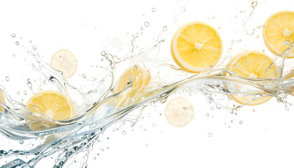 Fresh Lemons Splashing in Water Vibrant Citrus Fruit Juicy Refreshing Summer Drink