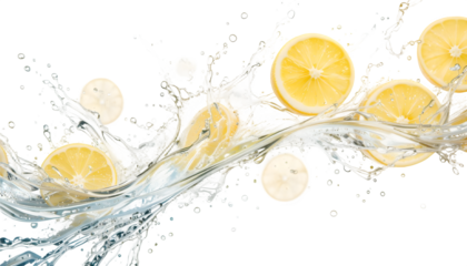 Fresh Lemons Splashing in Water Vibrant Citrus Fruit Juicy Refreshing Summer Drink