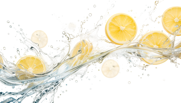 Fresh Lemons Splashing in Water Vibrant Citrus Fruit Juicy Refreshing Summer Drink