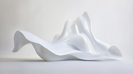 Abstract White Art Sculpture with Smooth Curves and Glossy Finish