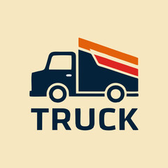 Commercial freight truck logo with geometric shape and stylized vector lines
