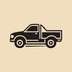 Stylized delivery truck logo with strong geometric lines and simple form