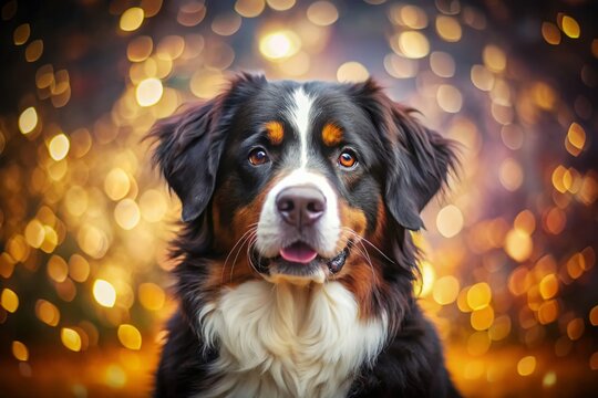 Adorable Bernese Mountain Dog Glitter Wallpaper with Bokeh