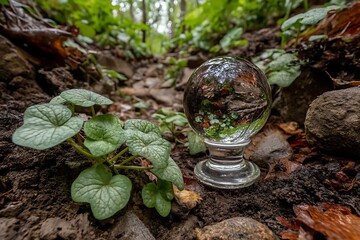 Crystal ball forest path view
