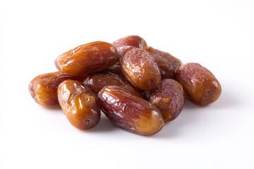 Obraz premium A close-up shot of a pile of sweet dates on a white background.