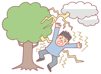 災害のイラスト - 雷・落雷・側撃雷・感電・気象災害