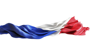 French tricolor flag waving gently in the wind, showcasing crisp fabric and vibrant national colors isolated on white background PNG