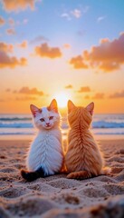 two kittens on the beach