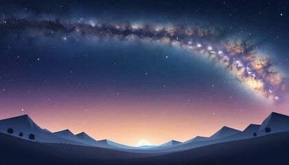 Milky Way Over Mountains at Sunset