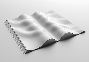 Abstract White Book Mockup with Wavy Flowing Pages on Minimalist Background

