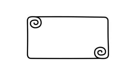 Simple Blank Frame: A clean and elegant rectangular frame with rounded corners and decorative scrollwork accents, perfect for adding text or a design.