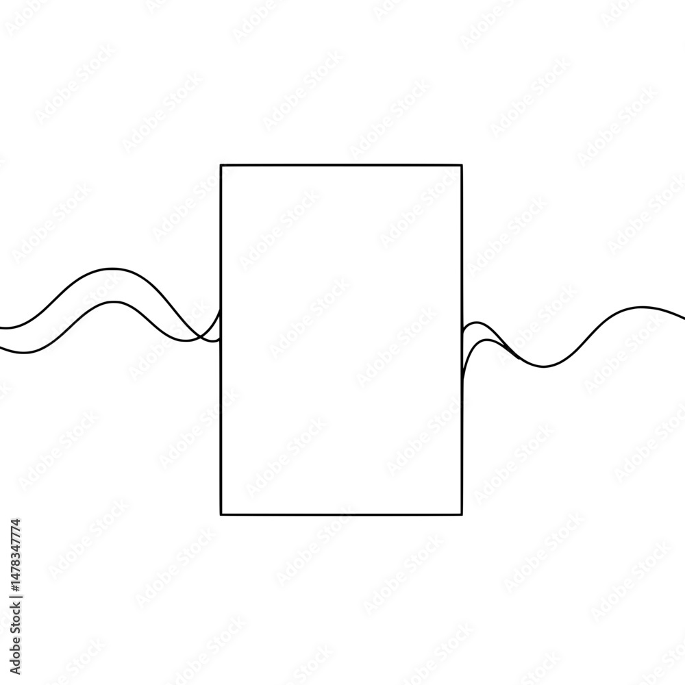 Poster abstract rectangle design with wavy lines: a minimalist representation of a rectangle gracefully int