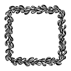 Ornate Leafy Frame: An elegantly crafted square frame, intricately adorned with a flowing design of leaves and organic shapes, ideal for adding a touch of sophisticated natural beauty to any design.
