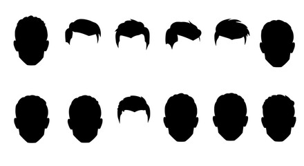 Hair silhouette array: A selection of hair silhouette, designed for versatile use in different design. suitable for design elements.