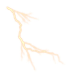 Lightning strike illuminating dark night sky with golden glow