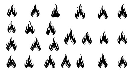 Flame Icons Set: A comprehensive collection of 20 unique and versatile flame icons, perfect for branding, websites, mobile apps, and graphic design projects. The icons feature various styles.