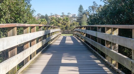 Wooden Bridge Pathway Nature Walkway Scenic View