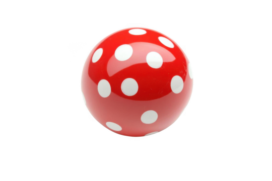 Explore the Spherical, a red sphere with white dots on black background.
