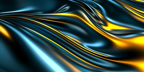 Abstract dark blue and gold flowing fabric