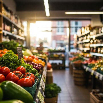 urban organic market shop with nature products in a colorful display