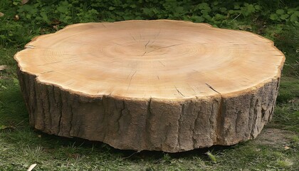 Fototapeta premium A substantial, round tree stump as a rustic table top.