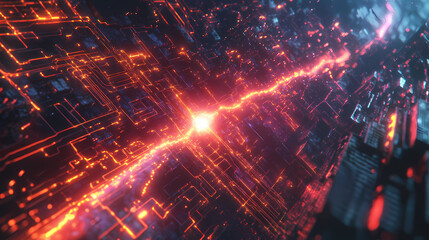 Fototapeta premium High-voltage electrical discharge between two wires. [Hollow Velocity] | Flickerflow Line | broken current. Illustration