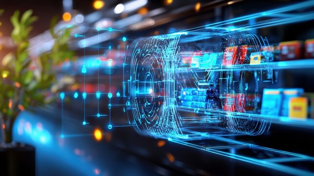 Innovative retail technology transforming shopping experience future store digital display urban environment futuristic concept