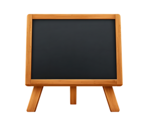Blank Chalkboard on Wooden Easel with Transparent Background