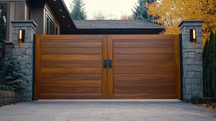 Wooden gates Elegant front entrance
