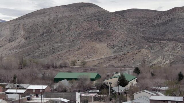 High Angle View of Chos Malal Village, a Small Andean City in Neuquen, Argentina