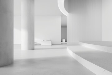 Fototapeta premium White open space office interior, mock up wall