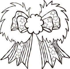 Coquette Groovy 4th of July, Hand Drawn Patriotic Ribbons Clipart Outline 