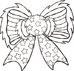 Coquette Vintage America flag, Hand Drawn Patriotic Ribbons Clipart Outline 