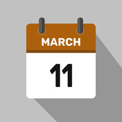 march 11 calendar icon vector month date number illustration design