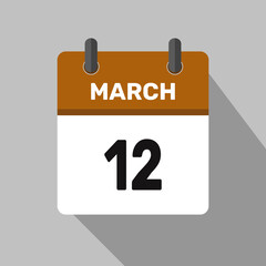 march 12 calendar icon vector month date number illustration design