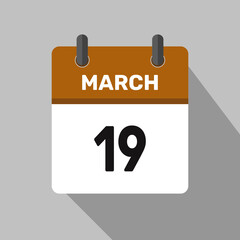 march 19 calendar icon vector month date number illustration design