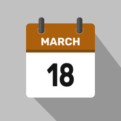 march 18 calendar icon vector month date number illustration design