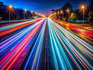 Bold Stripe Pattern Long Exposure Light Trails Photography - Abstract Urban Night Scene