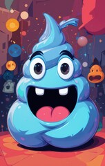 Cartoon Character with Balloons