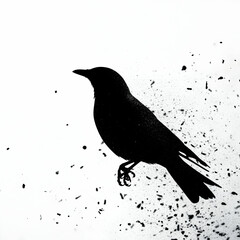 Obraz premium Silhouette of a Mysterious Crow in Mid-Flight, Symbolizing Transformation